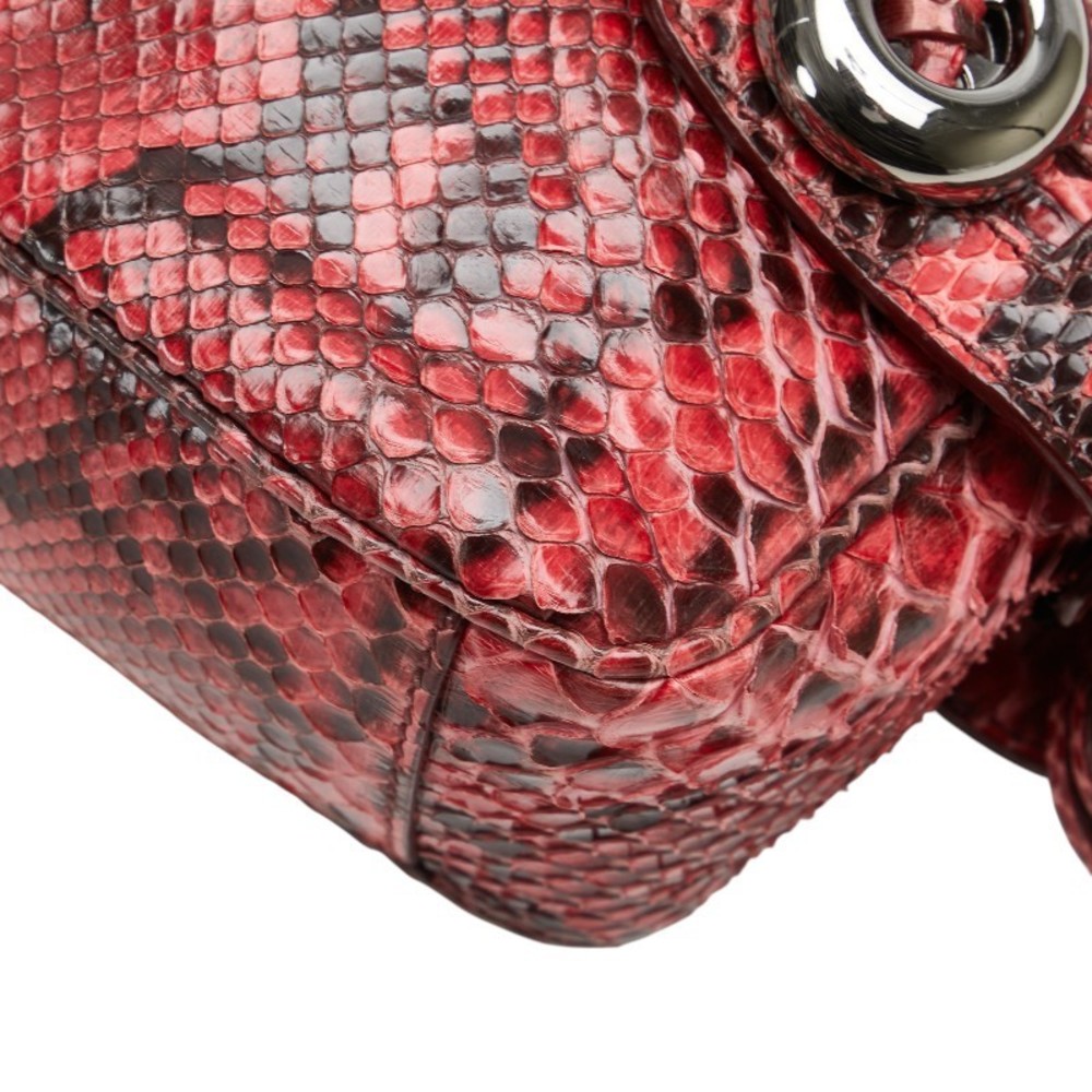 Prada Bag Red Python Black Shoulder Leather Trian… - image 6